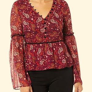 Cupcakes and Cashmere Red Floral “Daphnie” Blouse